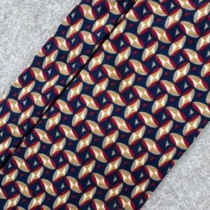 Structure Mens Neck‎ Tie Abstract Red Gold  Blue Pattern 100% Silk Geometric